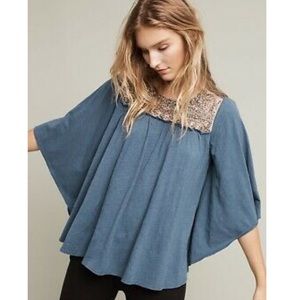 Anthropologie Deletta Beaded Flowy Top